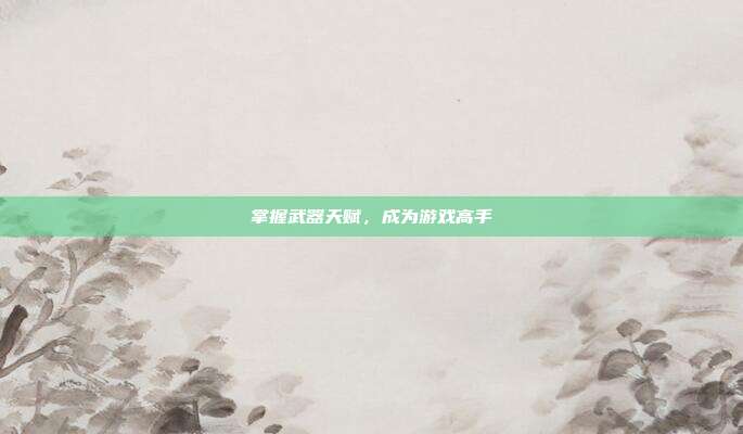 掌握武器天赋,成为游戏高手