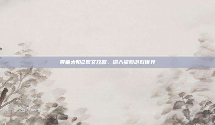 黄金太阳2图文攻略,深入探索游戏世界