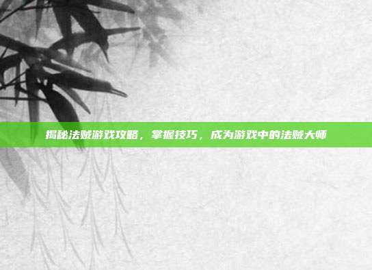 揭秘法贼游戏攻略,掌握技巧,成为游戏中的法贼大师