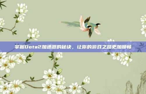 掌握Dota2加速器的秘诀，让你的游戏之路更加顺畅