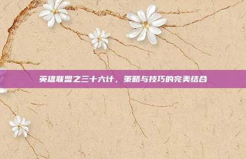 英雄联盟之三十六计,策略与技巧的完美结合