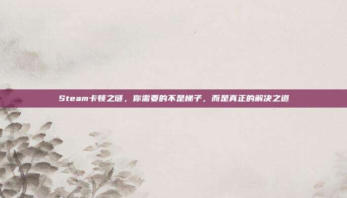 Steam卡顿之谜，你需要的不是梯子，而是真正的解决之道