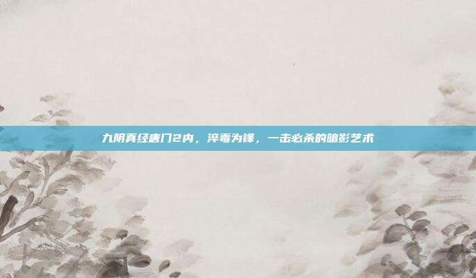 九阴真经唐门2内，淬毒为锋，一击必杀的暗影艺术
