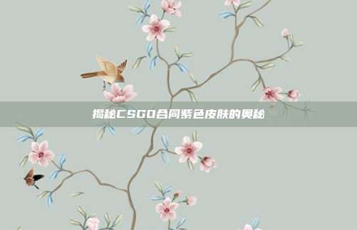 揭秘CSGO合同紫色皮肤的奥秘