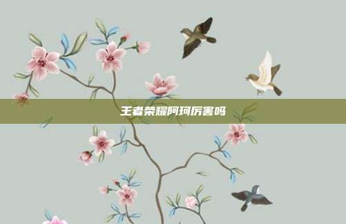 王者荣耀阿珂厉害吗