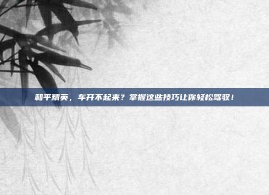 和平精英,车开不起来?掌握这些技巧让你轻松驾驭!