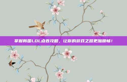 掌握韩国LOL点卷攻略,让你的游戏之路更加顺畅!