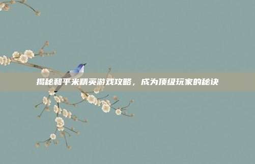 揭秘和平米精英游戏攻略,成为顶级玩家的秘诀