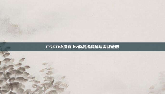 CSGO中没有.kv的战术解析与实战应用