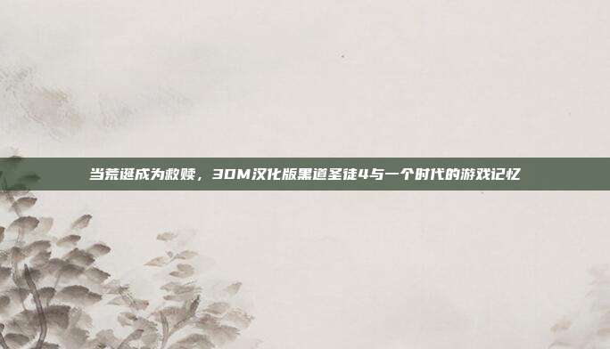 当荒诞成为救赎，3DM汉化版黑道圣徒4与一个时代的游戏记忆