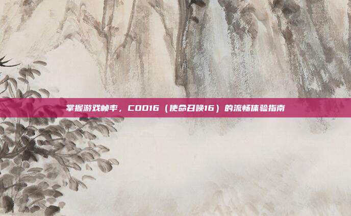掌握游戏帧率,COD16(使命召唤16)的流畅体验指南