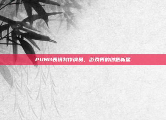 PUBG表情制作演员,游戏界的创意新星
